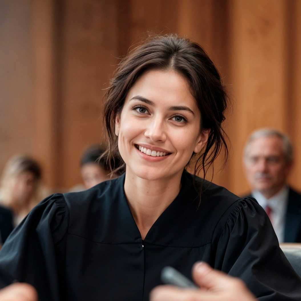 Relieved client after a successful divorce case at a Delhi law firm