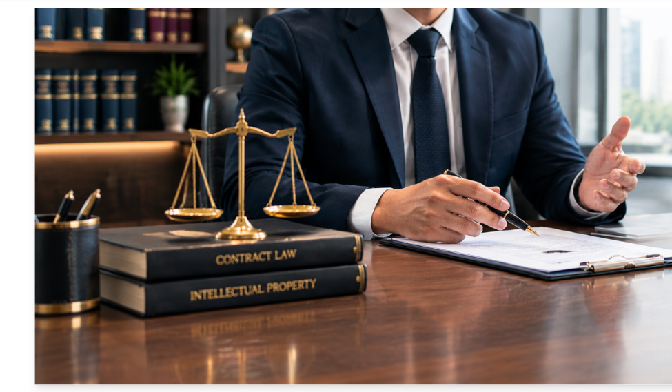 Advocate preparing divorce documents at a desk in Delhi