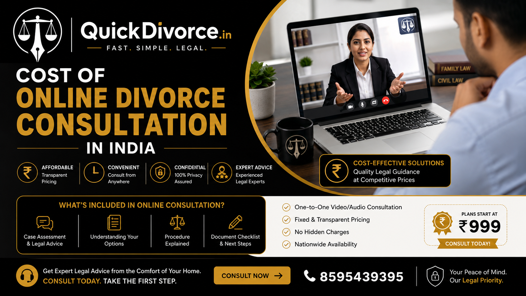 Cost of Online Divorce Consultation in India