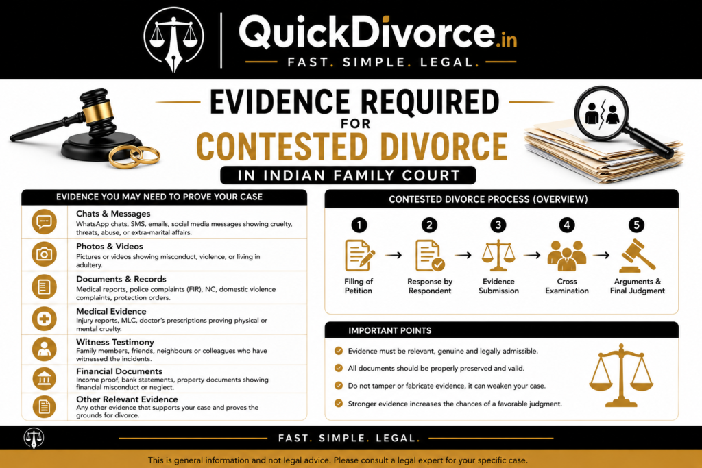 Evidence Required for Contested Divorce in Indian Family Court: Complete Guide (2026) 2 Evidence Required for Contested Divorce in Indian Family Court